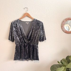 Velvet Faux Wrap Top
